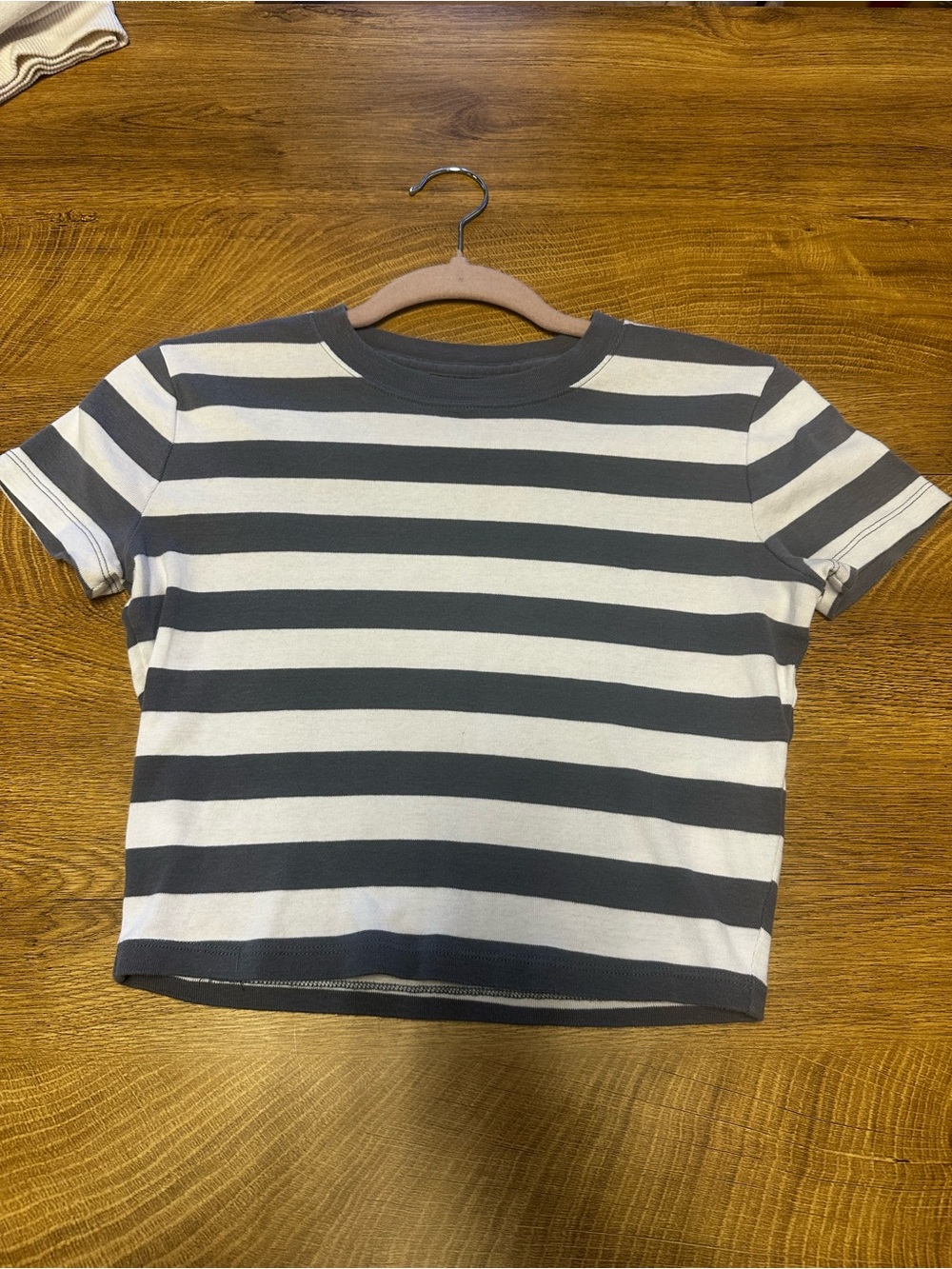 Hollister Gray & White Striped Baby Tee Size S